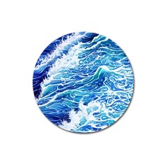 Abstract Blue Wave Magnet 3  (round) by GardenOfOphir