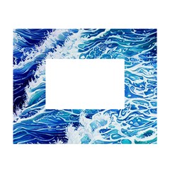 Abstract Blue Wave White Tabletop Photo Frame 4 x6  by GardenOfOphir