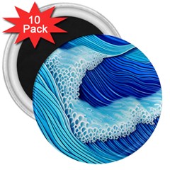 Waves Blue Ocean 3  Magnets (10 Pack) 