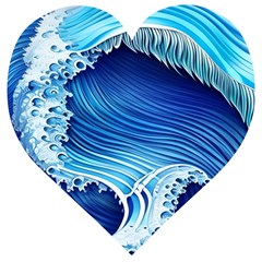 Watercolor Wave Wooden Puzzle Heart by GardenOfOphir