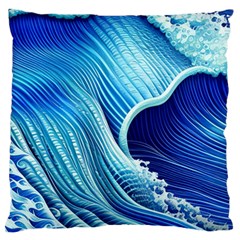Wave Large Premium Plush Fleece Cushion Case (two Sides) by GardenOfOphir