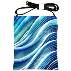 Blue Ocean Waves Shoulder Sling Bag by GardenOfOphir