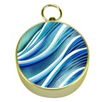 Blue Ocean Waves Gold Compasses Front