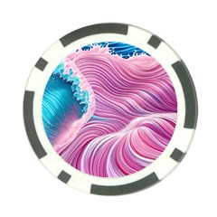 Pink Water Waves Poker Chip Card Guard by GardenOfOphir