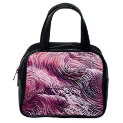 Abstract Pink Ocean Waves Classic Handbag (one Side) by GardenOfOphir