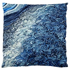 Waves Of The Ocean Large Premium Plush Fleece Cushion Case (one Side) by GardenOfOphir