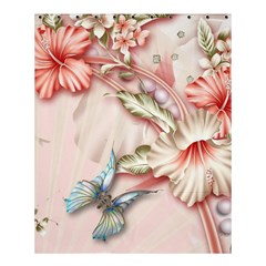 Glory Floral Exotic Butterfly Exquisite Fancy Pink Flowers Shower Curtain 60  X 72  (medium)  by Jancukart