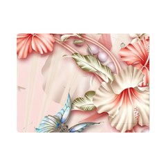 Glory Floral Exotic Butterfly Exquisite Fancy Pink Flowers One Side Premium Plush Fleece Blanket (mini) by Jancukart