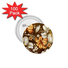 White And Yellow Floral Lilies Background Surface 1 75  Buttons (100 Pack) 