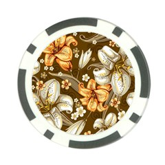 White And Yellow Floral Lilies Background Surface Poker Chip Card Guard