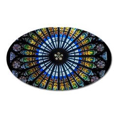 Mandala Floral Wallpaper Rose Window Strasbourg Cathedral France Oval Magnet by Jancukart