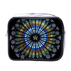 Mandala Floral Wallpaper Rose Window Strasbourg Cathedral France Mini Toiletries Bag (one Side) by Jancukart