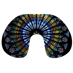 Mandala Floral Wallpaper Rose Window Strasbourg Cathedral France Travel Neck Pillow by Jancukart