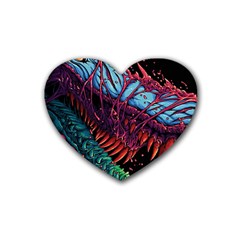 Floral Digital Art Tongue Out Rubber Coaster (heart)