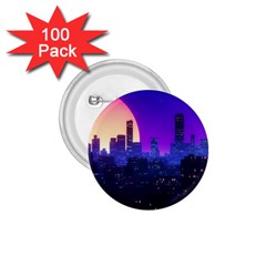 The Sun Night Music The City Background 80s 80 s Synth 1 75  Buttons (100 Pack)  by Jancukart