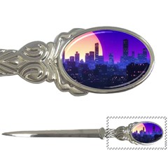 The Sun Night Music The City Background 80s 80 s Synth Letter Opener by Jancukart