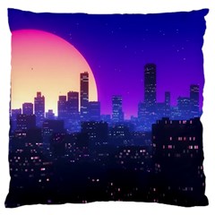 The Sun Night Music The City Background 80s 80 s Synth Standard Premium Plush Fleece Cushion Case (two Sides)