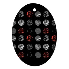 Black And Multicolored Polka Dot Artwork Digital Art Ornament (oval)