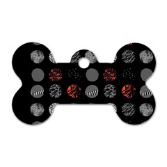 Black And Multicolored Polka Dot Artwork Digital Art Dog Tag Bone (one Side) by Jancukart