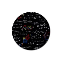 Black Background With Text Overlay Mathematics Formula Board Rubber Round Coaster (4 Pack) by Jancukart