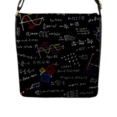 Black Background With Text Overlay Mathematics Formula Board Flap Closure Messenger Bag (l) by Jancukart