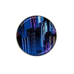 Night Music The City Neon Background Synth Retrowave Hat Clip Ball Marker by Jancukart