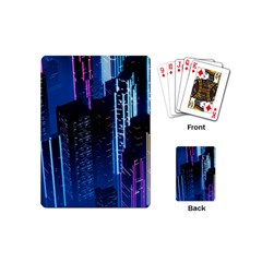 Night Music The City Neon Background Synth Retrowave Playing Cards Single Design (mini) by Jancukart