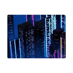 Night Music The City Neon Background Synth Retrowave One Side Premium Plush Fleece Blanket (mini) by Jancukart