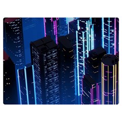 Night Music The City Neon Background Synth Retrowave Premium Plush Fleece Blanket (extra Small) by Jancukart