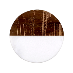 Night Music The City Neon Background Synth Retrowave Classic Marble Wood Coaster (round)  by Jancukart