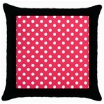 Hot Pink Polka Dots Throw Pillow Case (Black) Front