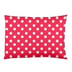 Hot Pink Polka Dots Pillow Case (two Sides) by GardenOfOphir