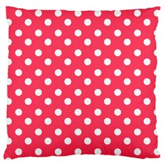 Hot Pink Polka Dots Large Cushion Case (two Sides) by GardenOfOphir