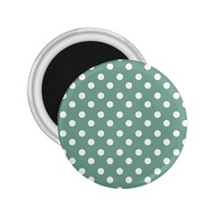 Mint Green Polka Dots 2 25  Magnets by GardenOfOphir
