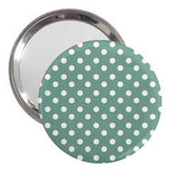 Mint Green Polka Dots 3  Handbag Mirrors by GardenOfOphir