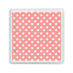 Coral And White Polka Dots Memory Card Reader (square) by GardenOfOphir