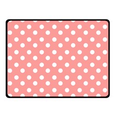 Coral And White Polka Dots Fleece Blanket (small) by GardenOfOphir