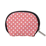 Coral And White Polka Dots Accessory Pouch (Small) Back