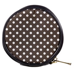 Brown And White Polka Dots Mini Makeup Bag by GardenOfOphir