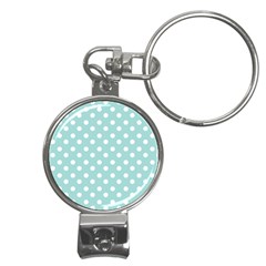 Blue And White Polka Dots Nail Clippers Key Chain by GardenOfOphir