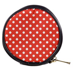 Indian Red Polka Dots Mini Makeup Bag by GardenOfOphir