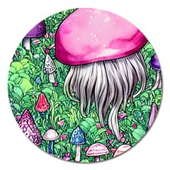 Liberty Cap Magic Mushroom Magnet 5  (round) by GardenOfOphir