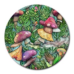 Sacred Mushroom Charm Round Mousepad by GardenOfOphir