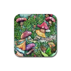 Sacred Mushroom Charm Rubber Coaster (square) by GardenOfOphir