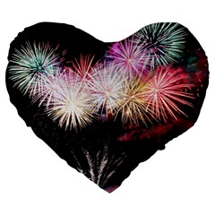 Firework Large 19  Premium Heart Shape Cushions by artworkshop