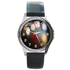 Rain On Window Round Metal Watch by artworkshop