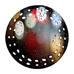 Rain On Window Ornament (round Filigree) by artworkshop