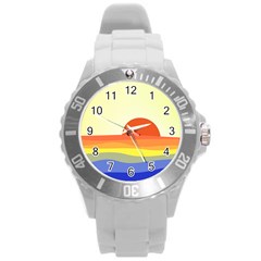 Sunset Nature Sea Ocean Round Plastic Sport Watch (l) by Ravend