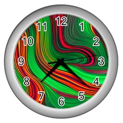 Background Green Red Wall Clock (silver)