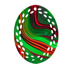 Background Green Red Oval Filigree Ornament (two Sides)